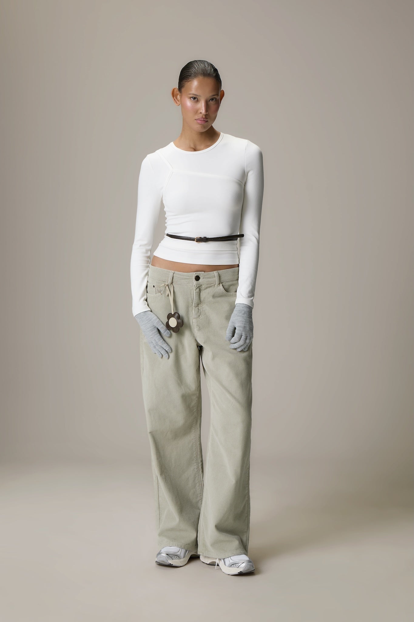 Lenzie Layered Long Sleeve Top in White