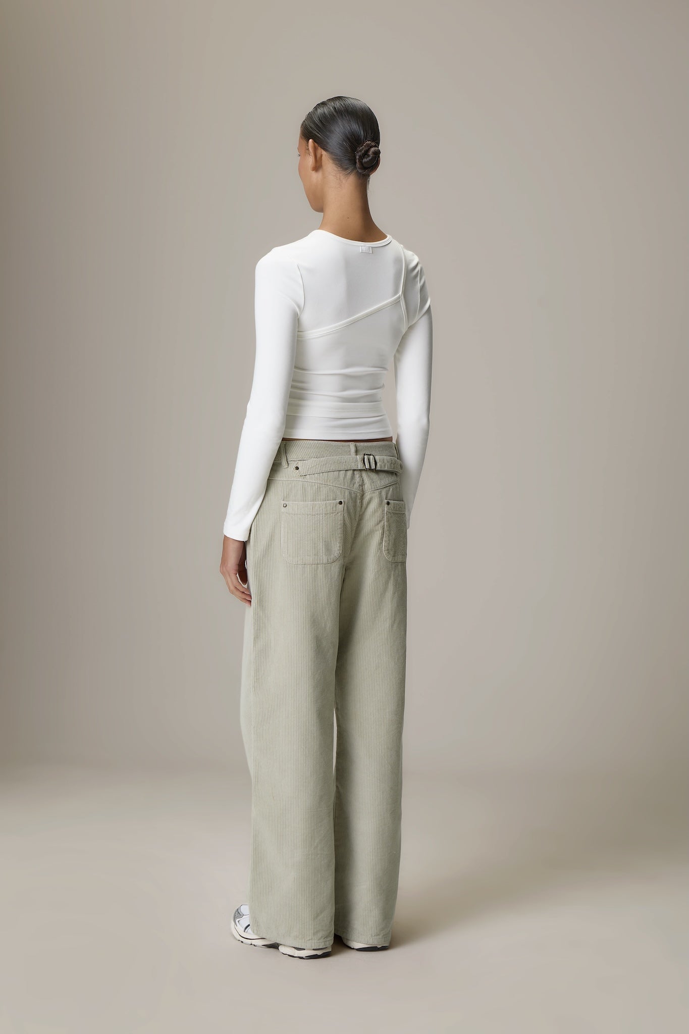Lenzie Layered Long Sleeve Top in White