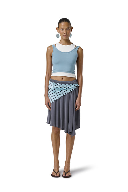 Huggie Layered Vest Top in Mid Blue